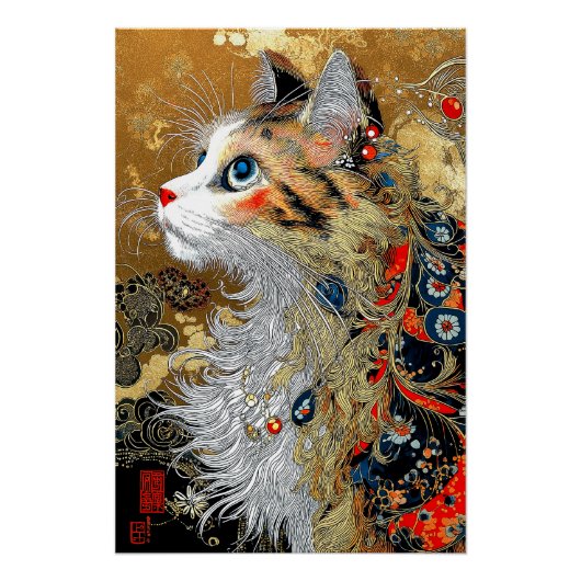 De Zen kat |  Japans Ukiyo-e Perfect Poster (Voorkant)