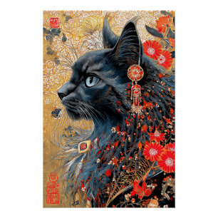 De Zen kat    Japans Ukiyo-e Perfect Poster