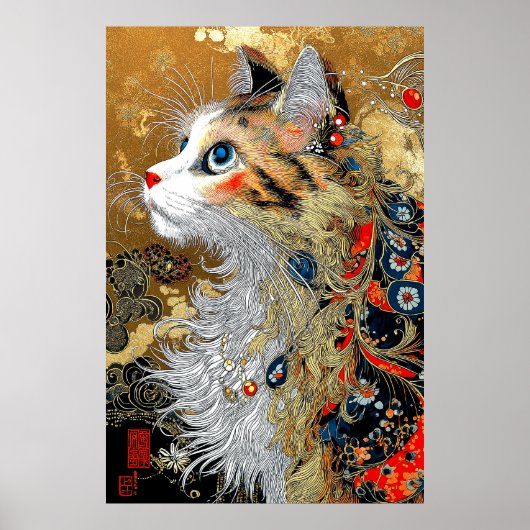 De Zen kat | Japans Ukiyo-e Poster (Voorkant)