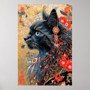 De Zen Kat   Vintage Japanse Ukiyo-e Poster