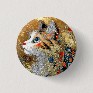 De Zen Kat Vintage Japanse Ukiyo-e Ronde Button 3,2 Cm