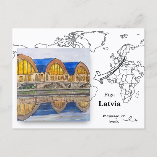 De Zeppelinloodsen, Riga Letland Briefkaart (Voorkant)