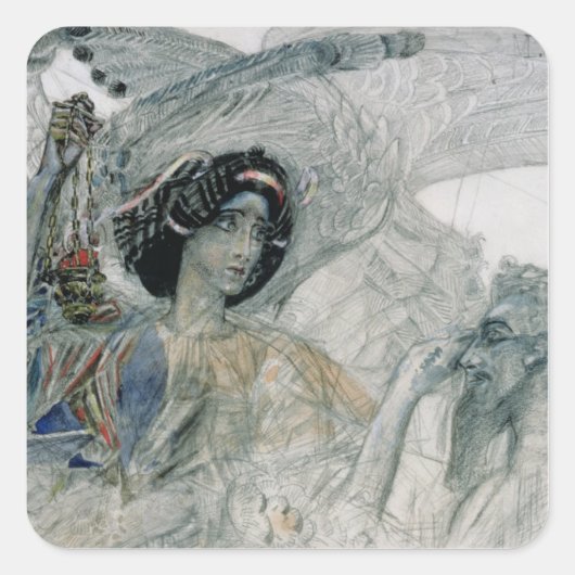 De zes gevleugelde seraph van de profeet vierkante sticker (Voorkant)