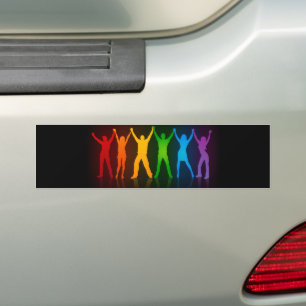 De zes staande silhouetten van Slipperyjoe met opg Bumpersticker