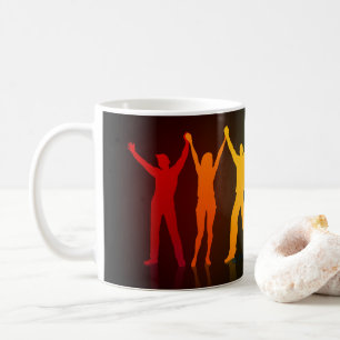 De zes staande silhouetten van Slipperyjoe met opg Koffiemok