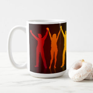 De zes staande silhouetten van Slipperyjoe met opg Koffiemok