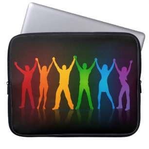 De zes staande silhouetten van Slipperyjoe met opg Laptop Sleeve