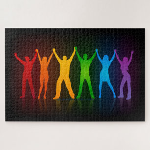 De zes staande silhouetten van Slipperyjoe met opg Legpuzzel