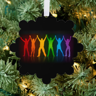 De zes staande silhouetten van Slipperyjoe met opg Ornament Kaart
