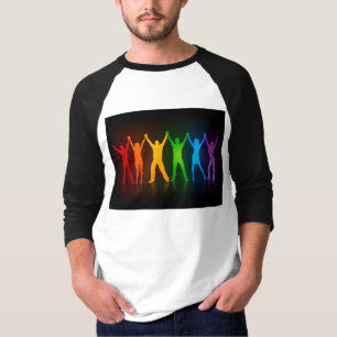 De zes staande silhouetten van Slipperyjoe met opg T-shirt