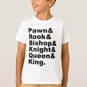 De zes stukken van het spel heten schaap t-shirt