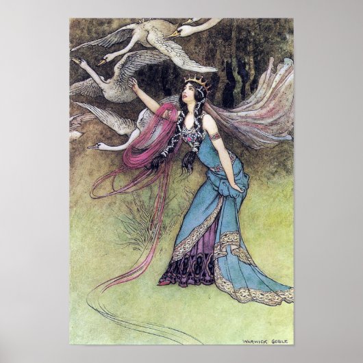 De zes zwanen door het Warwick Goble Poster (Voorkant)