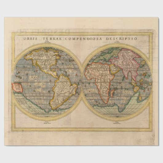 De zestiende-eeuwse Wereldkaart Rosaccio uit 1598 Cadeaupapier (Vlak)