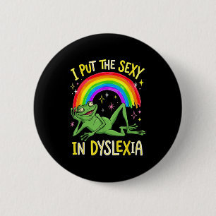 De zet dyslexie kikker regenboog humor ronde button 5,7 cm
