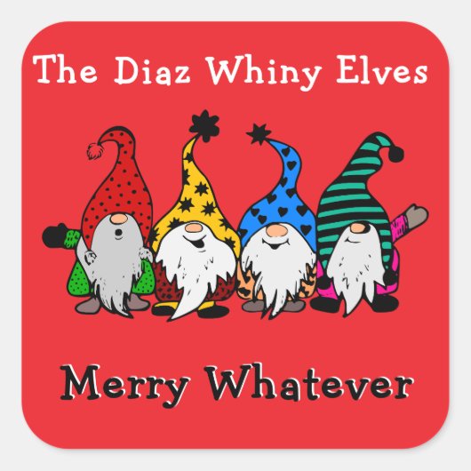 De zeurende elfen vrolijk elke Sticker (Voorkant)