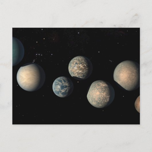 De zeven aardse planeten van Trappist-1 Briefkaart (Voorkant)