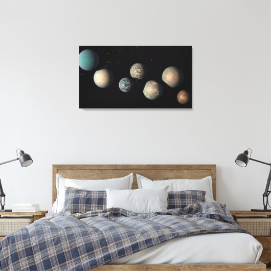 De zeven aardse planeten van Trappist-1 Canvas Afdruk (Insitu (Slaapkamer))