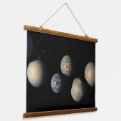 De zeven aardse planeten van Trappist-1 Hangend Wandkleed (Gebogen)
