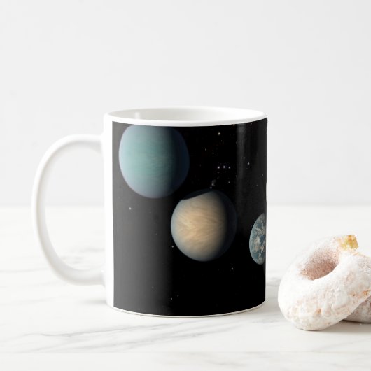De zeven aardse planeten van Trappist-1 Koffiemok (Met donut)