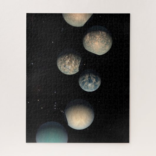 De zeven aardse planeten van Trappist-1 Legpuzzel (Verticaal)