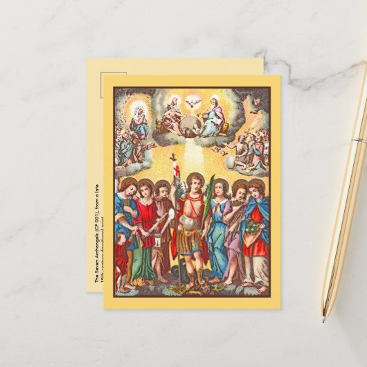 De zeven Archangels (CP 001; Chromolithograaf Briefkaart (Voorkant / Achterkant in situ)
