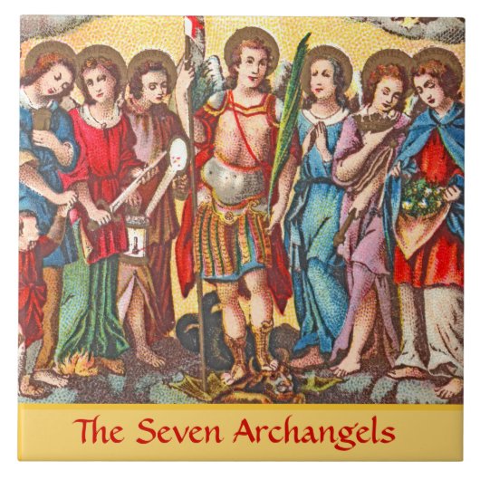De zeven Archangels (CP 001; Chromolithograaf) Tegeltje (Voorkant)