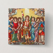De zeven Archangels (CP 001; Chromolithograaf) Vierkante Button 5,1 Cm (Voorkant)
