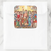 De zeven Archangels (CP 001; Chromolithograaf) Vierkante Sticker (Tas)