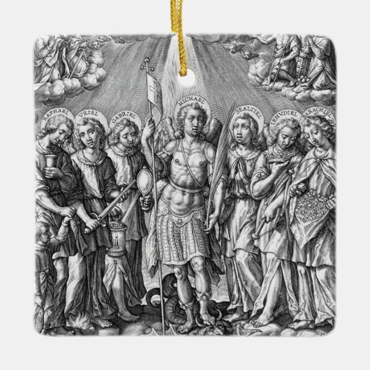 De zeven Archangels (M 034; Engraving) Keramisch Ornament (Voorkant)