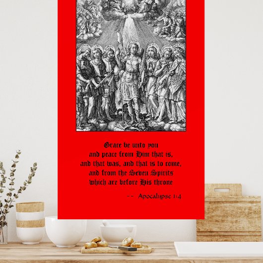 De zeven Archangels (M 034; Engraving) Poster (Keuken)