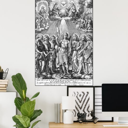 De zeven Archangels (M 034; Engraving) Poster (Thuiskantoor)