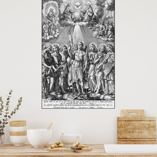 De zeven Archangels (M 034; Engraving) Poster (Keuken)