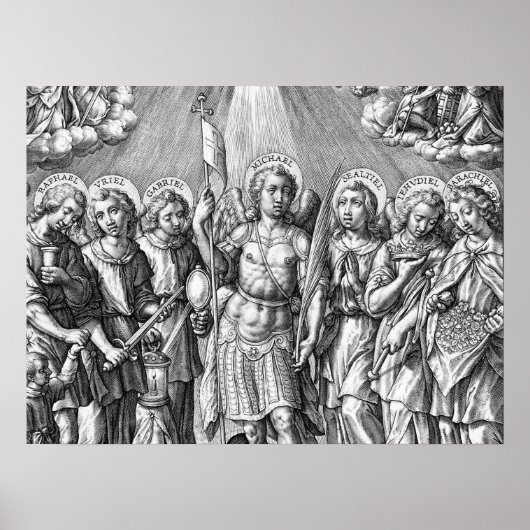 De zeven Archangels (M 034; Engraving) Poster (Voorkant)