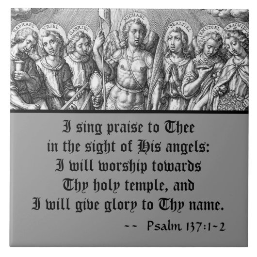 De zeven Archangels (M 034; Engraving) Tegeltje (Voorkant)