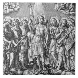 De zeven Archangels (M 034; Engraving) Tegeltje