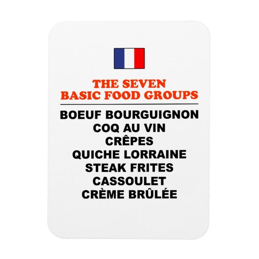 De Zeven Basis Voedselgroepen Grappige Franse Magneet (Verticaal)