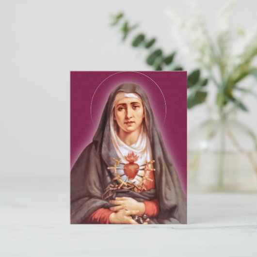 De Zeven Devotie van Verdriet De Gezegende Maagd M Briefkaart (Staand voorkant)