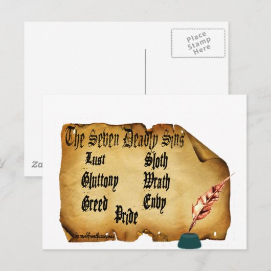 De zeven Dodelijke Zonden Briefkaart (Voorkant / Achterkant)