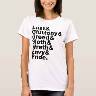 De Zeven Doodzonden Zoals Populair Gemaakt Door De T-shirt