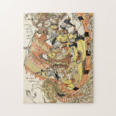 De zeven goden goed geluk in de schatkist legpuzzel (Verticaal)