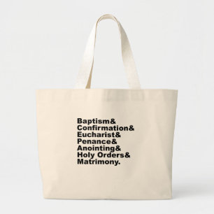 De zeven heiligdheden van het christendom en het k grote tote bag