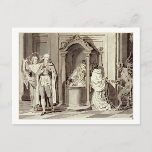 De zeven heiligen: Confession, 1779 (pen, bruin Briefkaart (Voorkant)