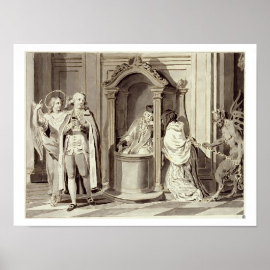 De zeven heiligen: Confession, 1779 (pen, bruin Poster (Voorkant)