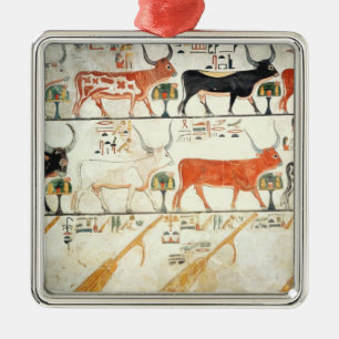 De zeven hemelse koeien en de heilige stier metalen ornament