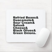 De zeven ingrediënten in een zeven lagen dip muismat (Met muis)