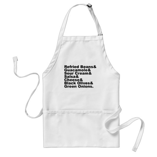 De zeven ingrediënten in een zeven lagen dip standaard schort (Voorkant)