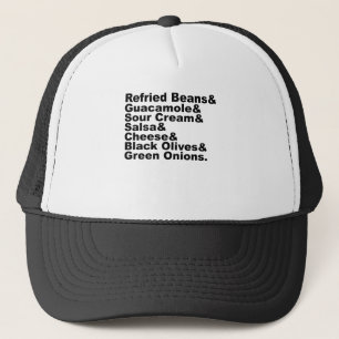 De zeven ingrediënten in een zeven lagen dip trucker pet