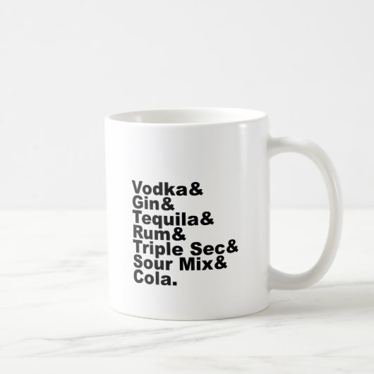 De zeven ingrediënten van een lang eiland, geënte  koffiemok (Rechts)