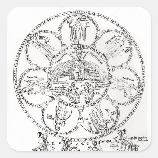 De zeven liberale kunsten vierkante sticker (Voorkant)
