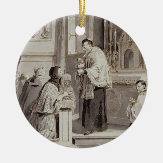 De zeven opmerkingen: Communion, 1779 (pen, bruin) Keramisch Ornament (Voorkant)